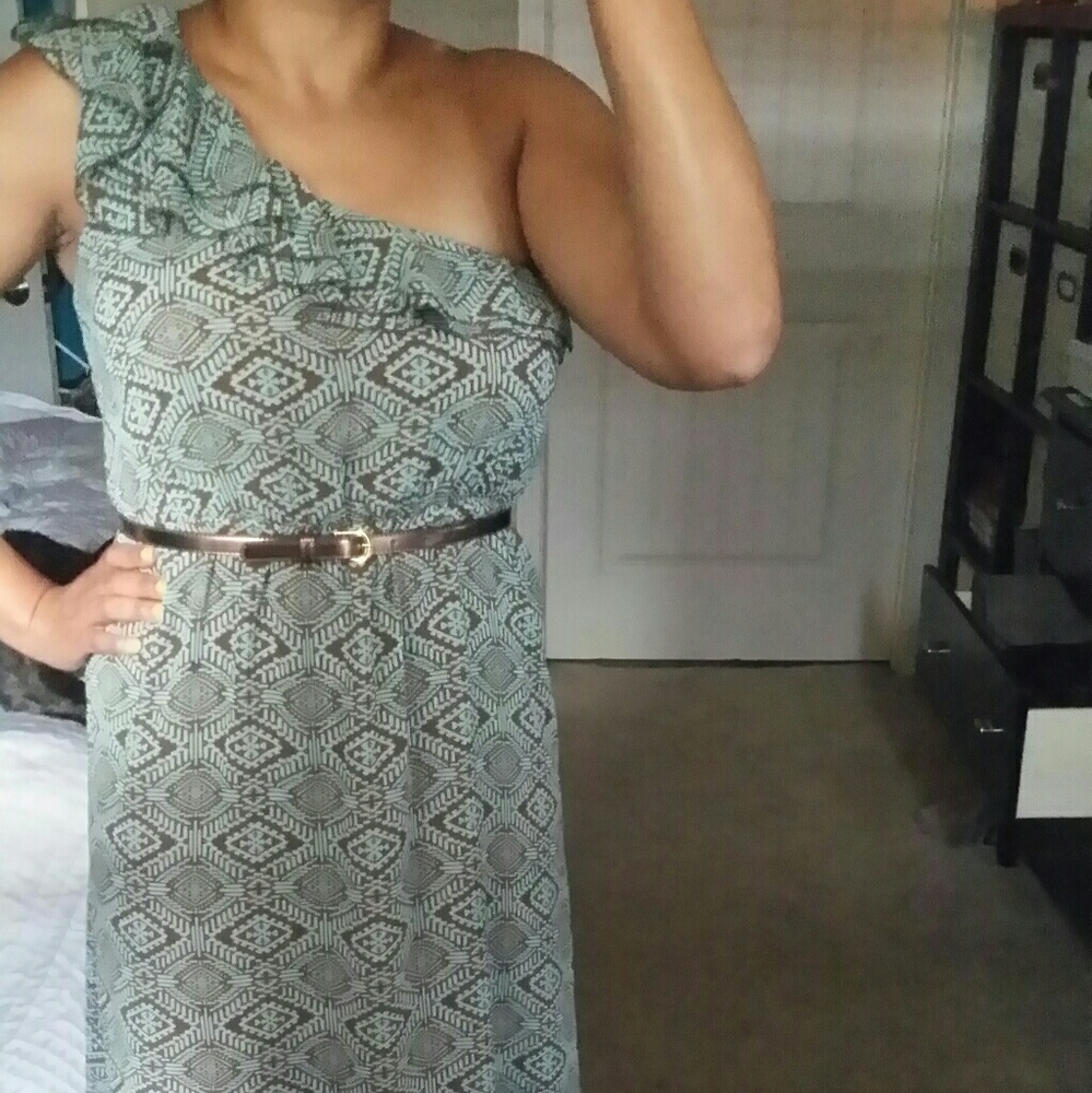 Turquoise tribal print dress